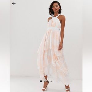 Y.A.S asymmetric dress,floral tiered chiffon maxi dress